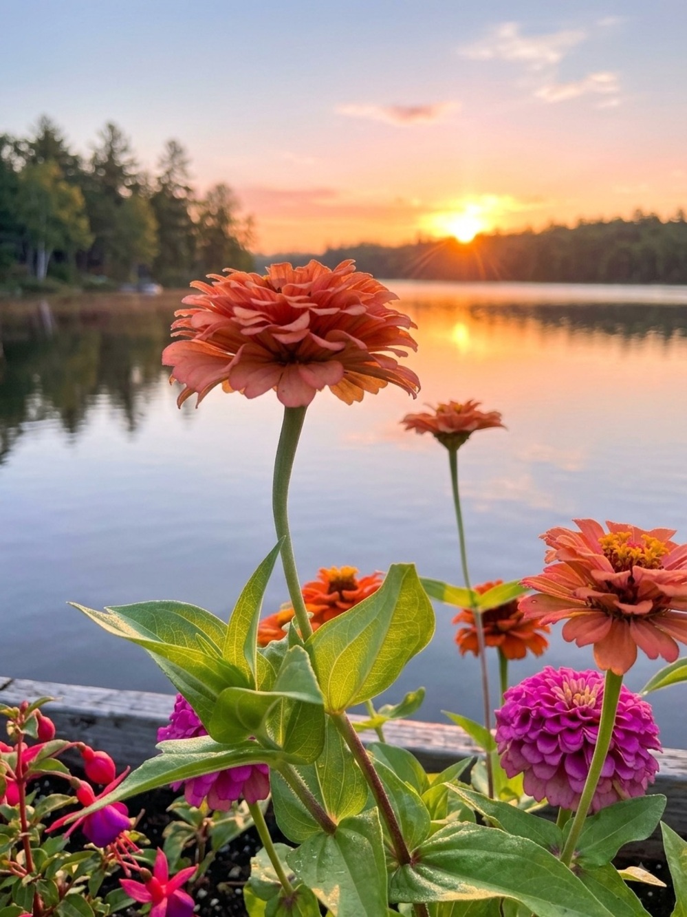 Sunset Zinnia Floral Print - Orange Wall Art